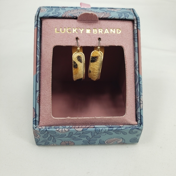 Lucky Brand Leopard Faux Hoop Earrings NIB - Picture 1 of 3